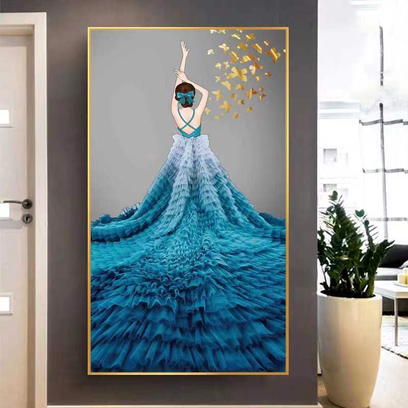 十字绣【蓝色芳华】新款大格人物美女图竖版客厅玄关小件卧室轻奢