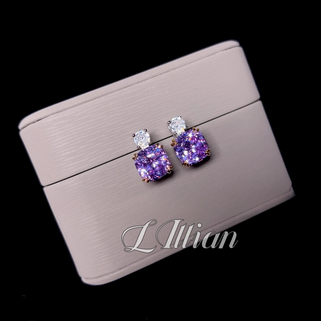 铜合金耳饰 莉莉安 紫鸟巢超闪耳钉EP002