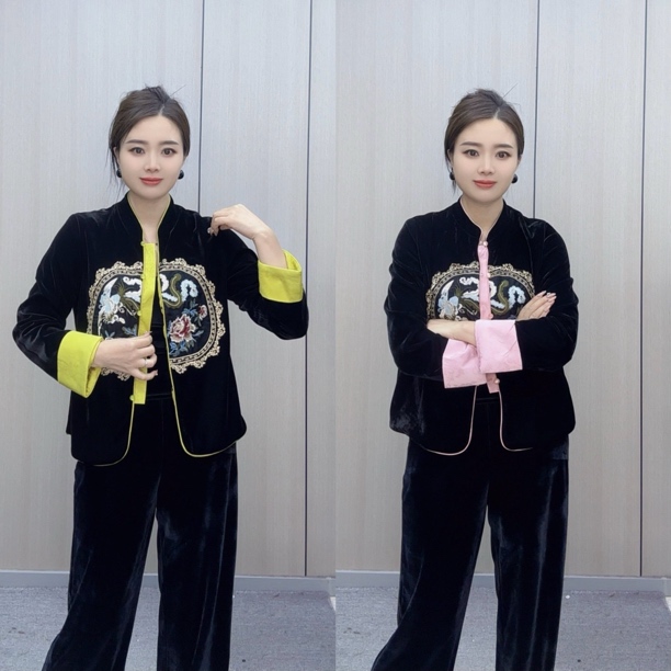 5521网红时尚立领秋季丝绒外衣