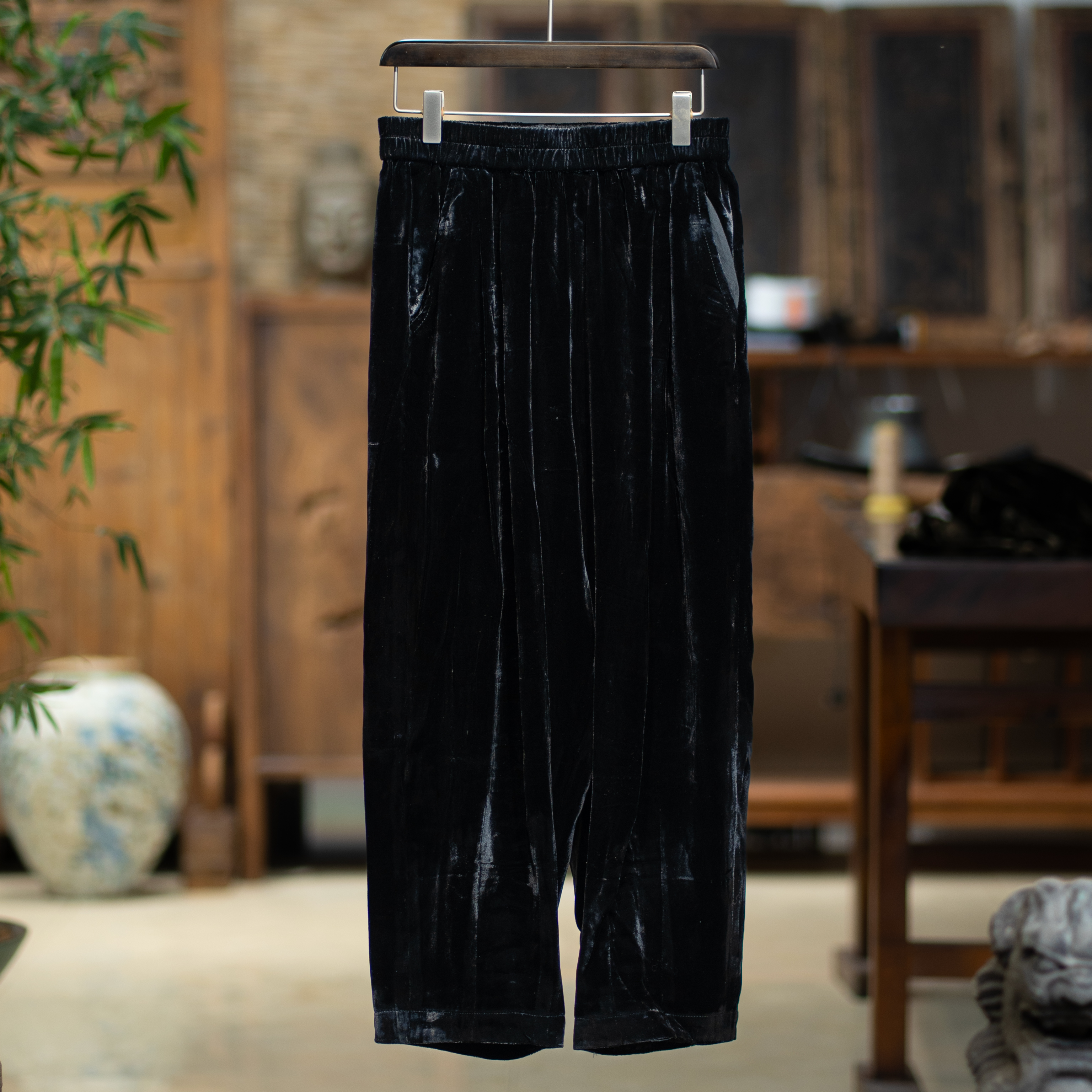 真丝丝绒气球裤   