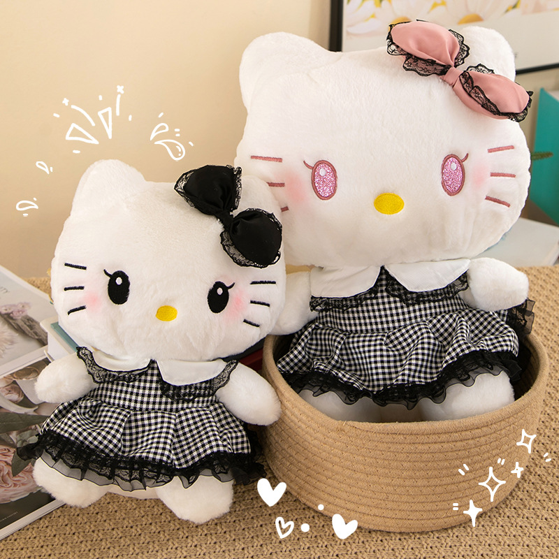 hellokitty公仔毛绒玩具暗黑风凯迪猫大号玩偶布娃娃抱枕生日....