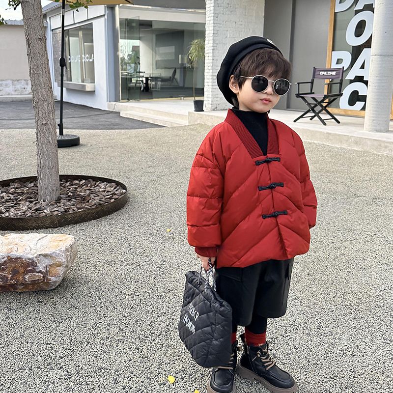 男童冬款唐装2023新款儿童棉服加厚红色过年服宝宝中国风棉衣洋TD