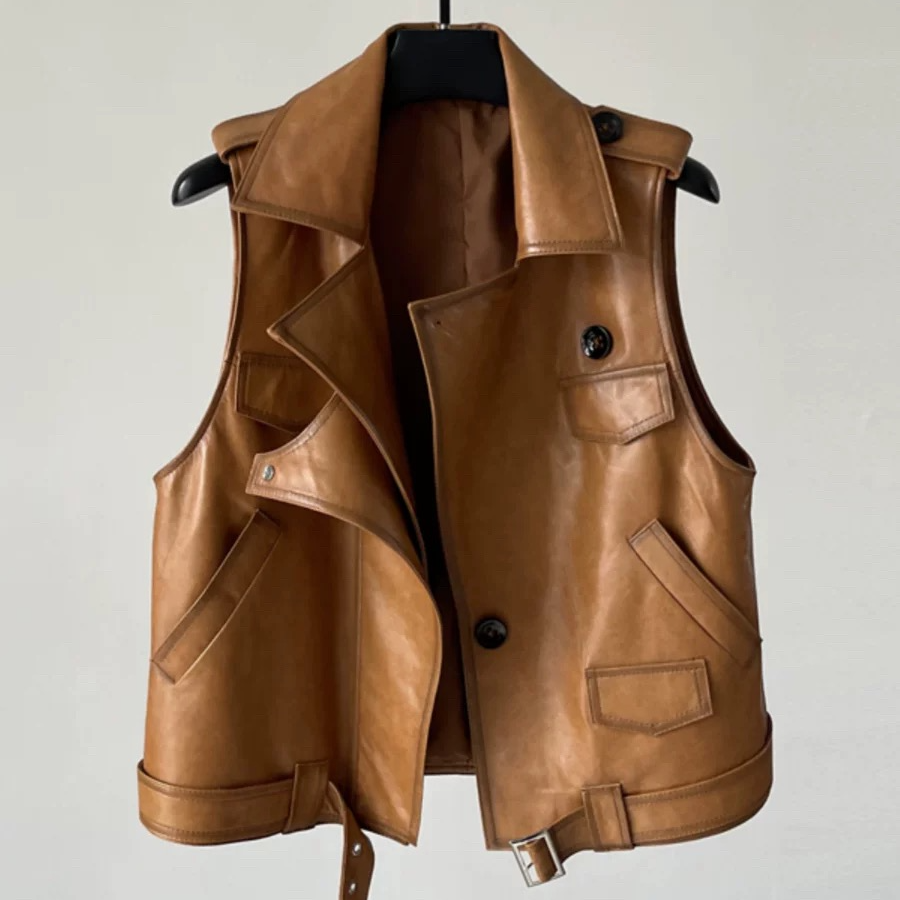 「Darley推荐」“消失的她同款”真皮马甲绵羊皮百搭显瘦短款无袖肩宽