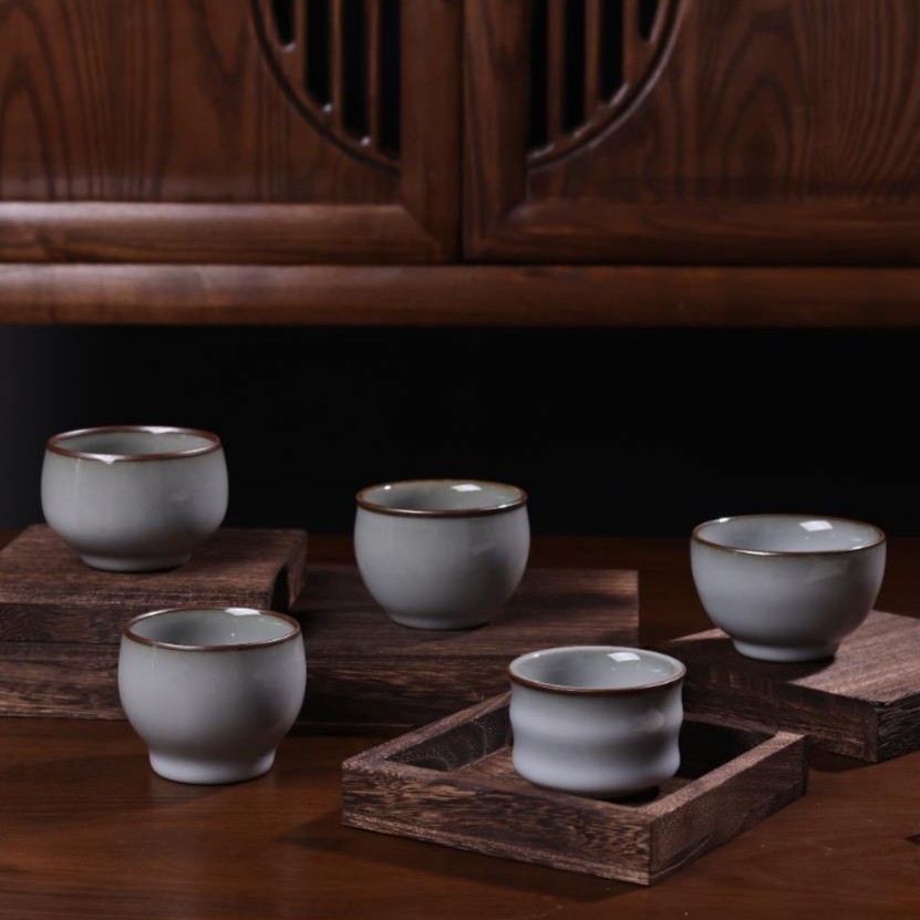 青瓷诠说仿宋官窑主人杯（灰白釉）纯手工茶杯陶瓷品茗杯开片单陶瓷