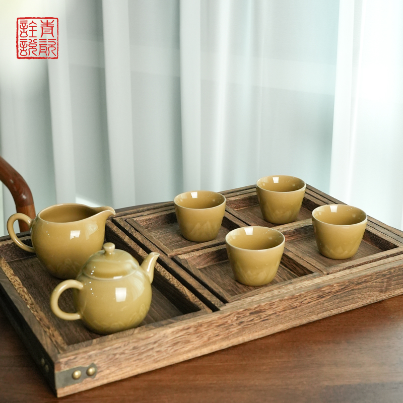 青瓷诠说弟窑雁荡山水茶器套装茶具陶瓷茶杯茶壶整套高档礼盒装