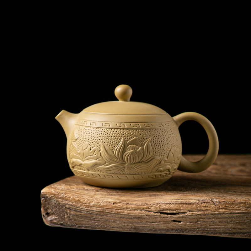 段泥莲花西施紫砂壶黄段西施茶壶家用泡茶壶 200CC（紫千宏）FL14