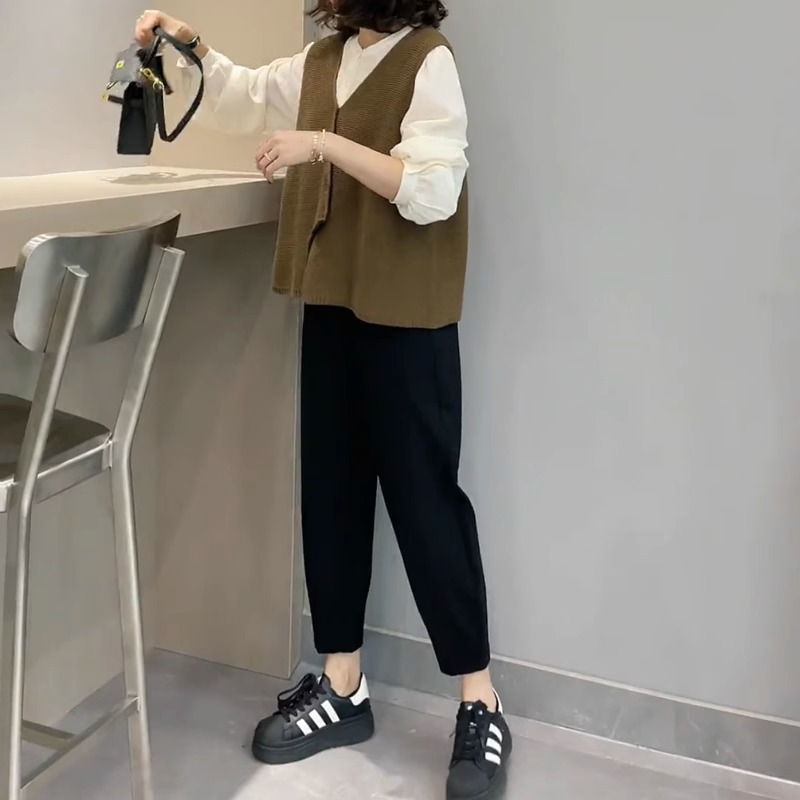 梨型身材哈伦老爹裤女秋冬2025新款大码高腰显瘦宽松九分萝卜裤子