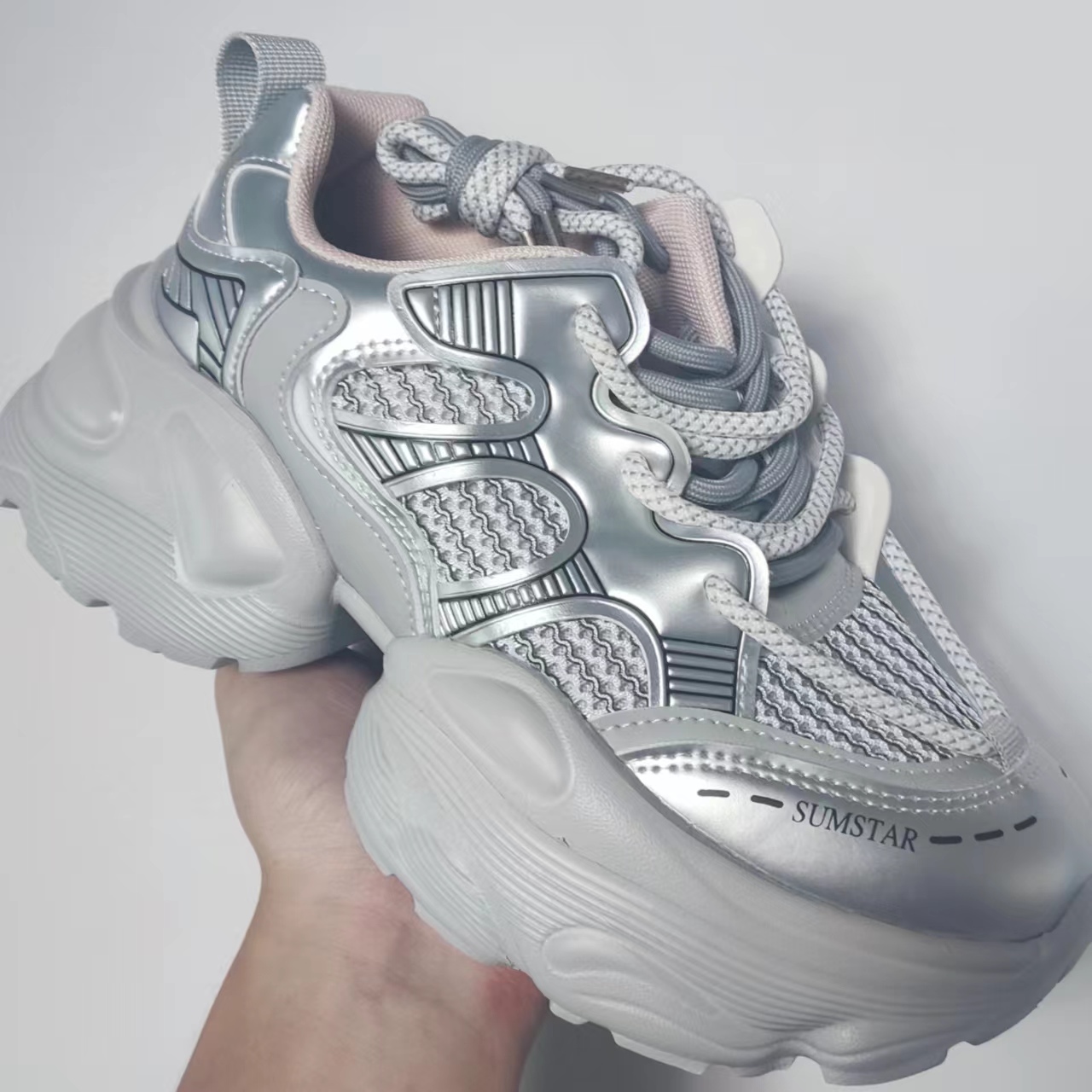 时尚网面老爹鞋【x3115银色37】