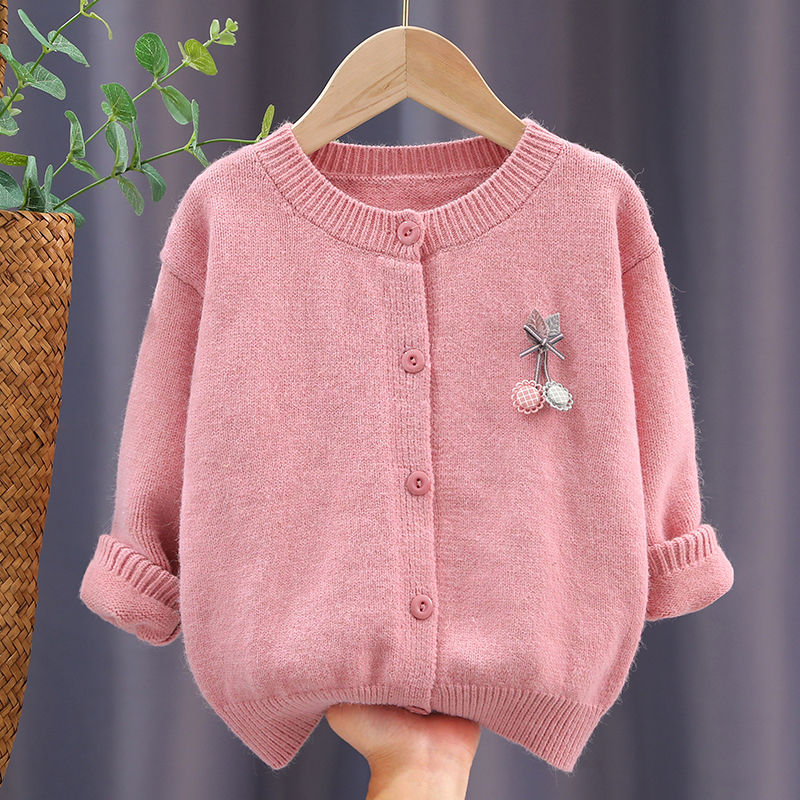 女童针织开衫新款秋装洋气儿童装中大童女孩春秋外搭毛衣外套