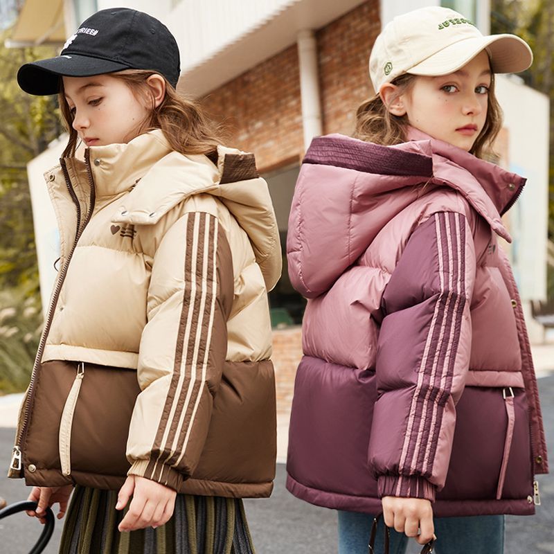 中大童儿童羽绒服女童2023新款洋气短款加厚宝宝冬季童装外套