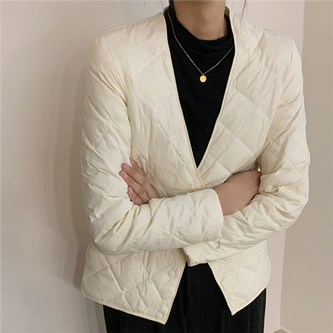 2023年大衣内搭v领白鹅绒新款轻薄羽绒服女内胆修身保暖打底外套