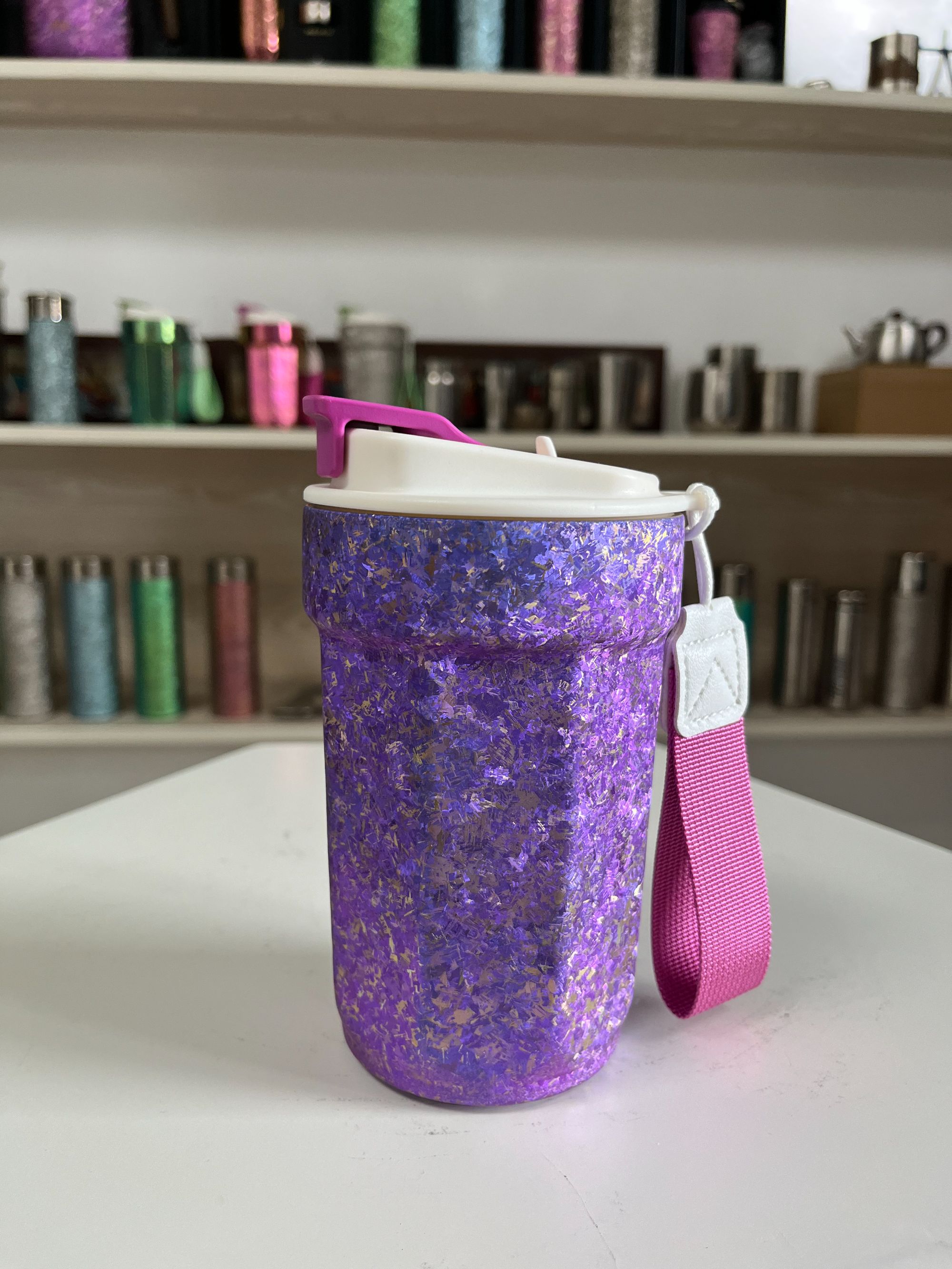 【纯钛杯】420ML内外纯钛咖啡杯手提便携纯钛保鲜咖啡杯隔热带吸管