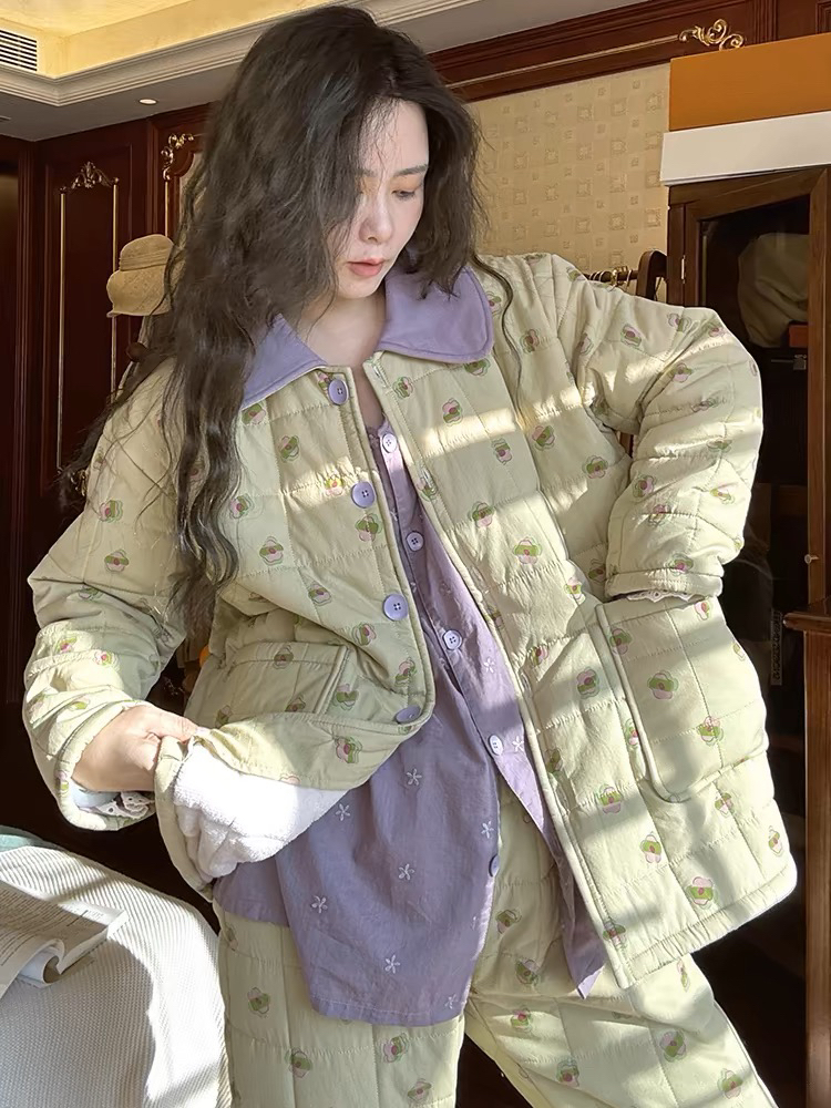 族马士三层夹棉加厚睡衣家居服