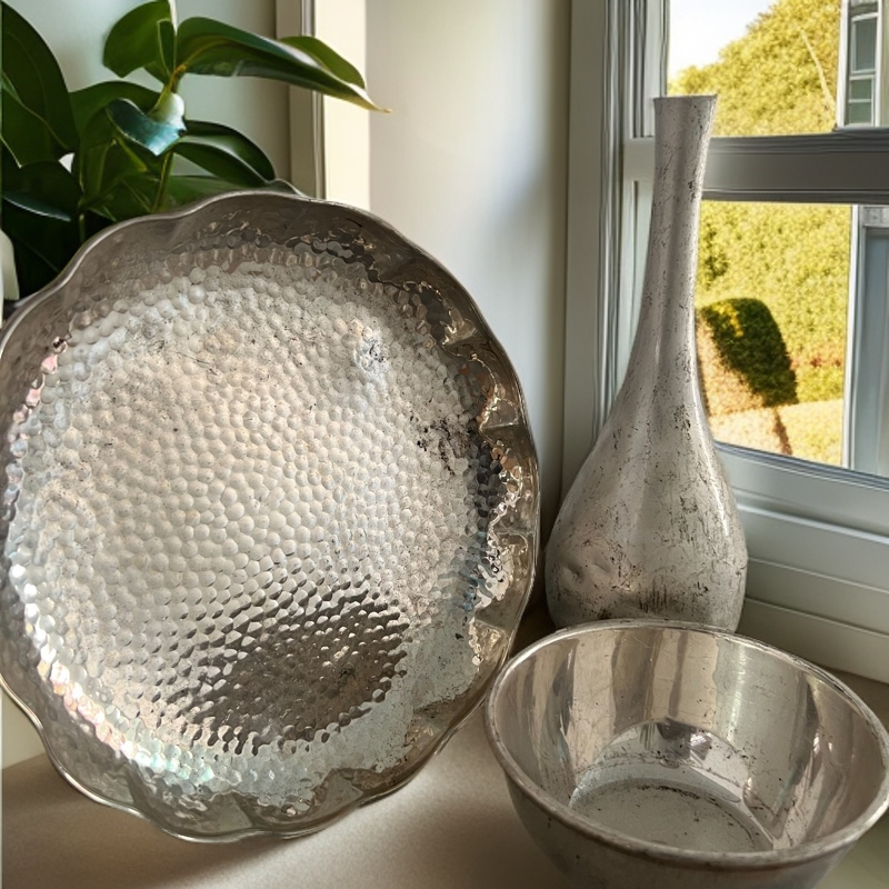 精致镀银三件套铜器