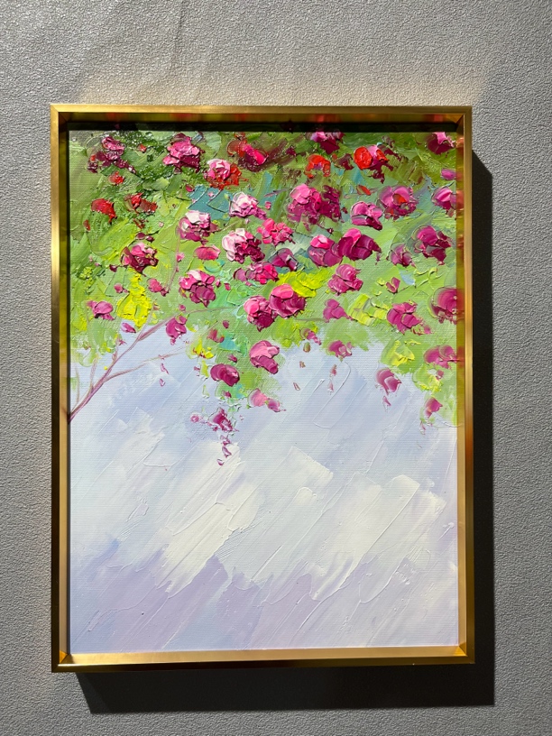 30x40纯手绘油画竖版蔷薇花油画家居装饰画卧室书房餐厅挂画
