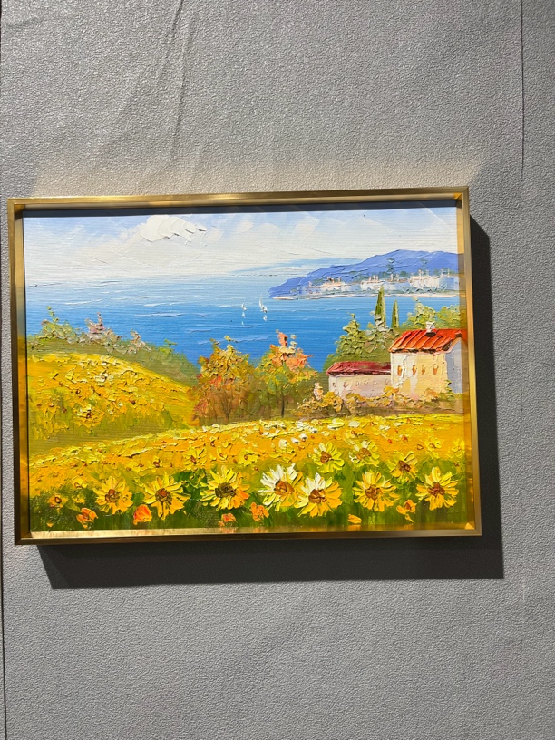 向日葵油画30x40纯手工油画家居装饰画卧室书房挂画