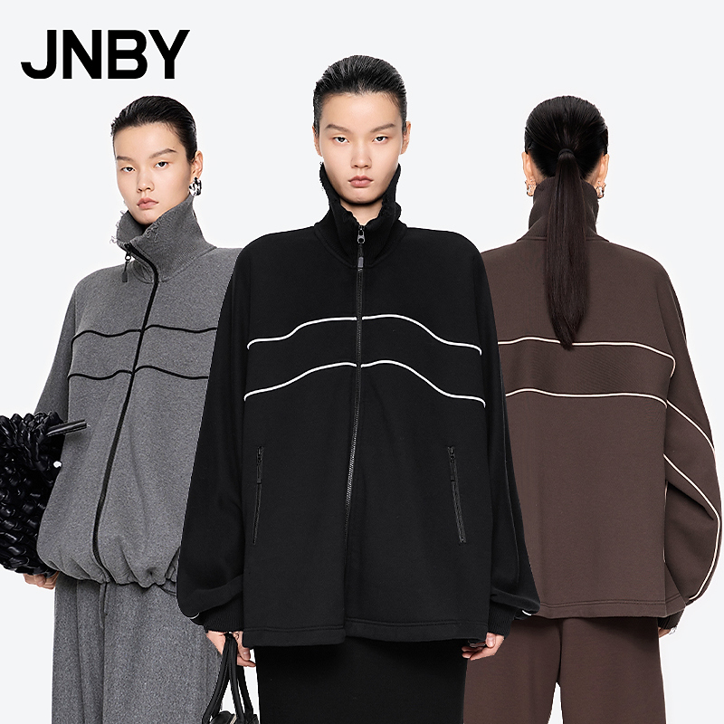 JNBY/江南布衣秋季卫衣开衫轻运动加绒外套抽绳A型宽松5O9416010