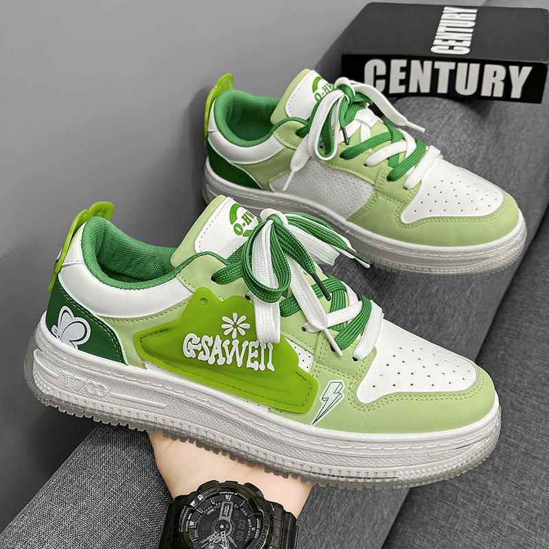 男鞋2024春季新款学院撞色牛油果板鞋透气小众厚底小众运动休闲鞋