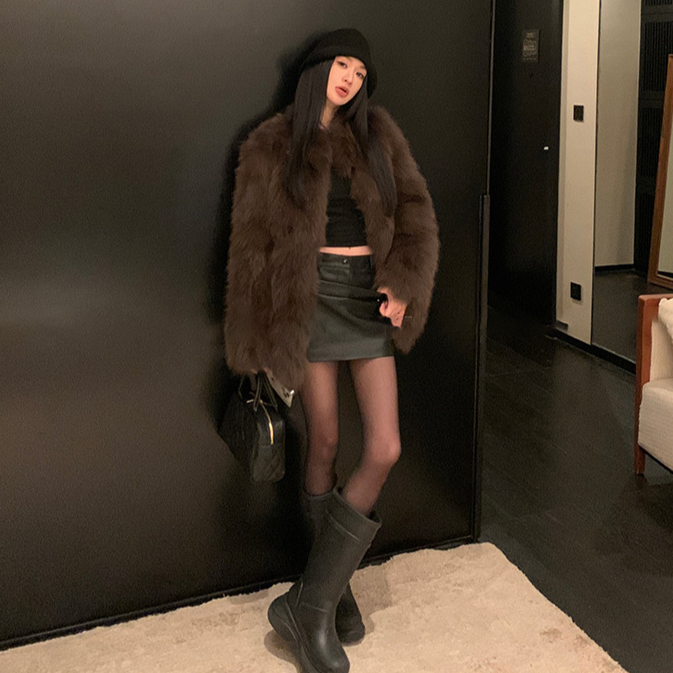 2025海宁狐狸毛大衣立领整腹毛中长款70皮草外套女