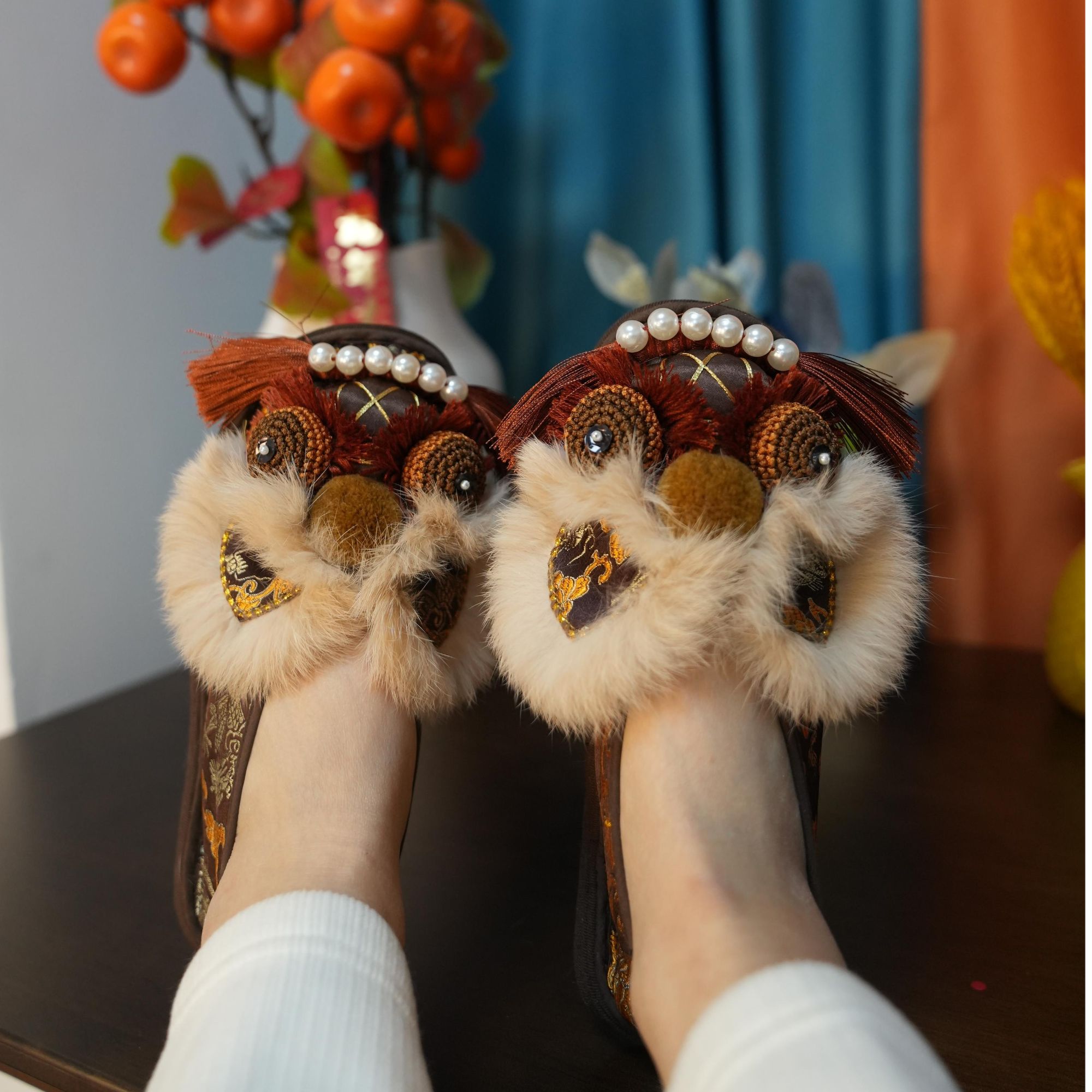  今惜古棕咖虎头鞋布鞋女款软底轻手工千层底网红古风鞋纯手工舒