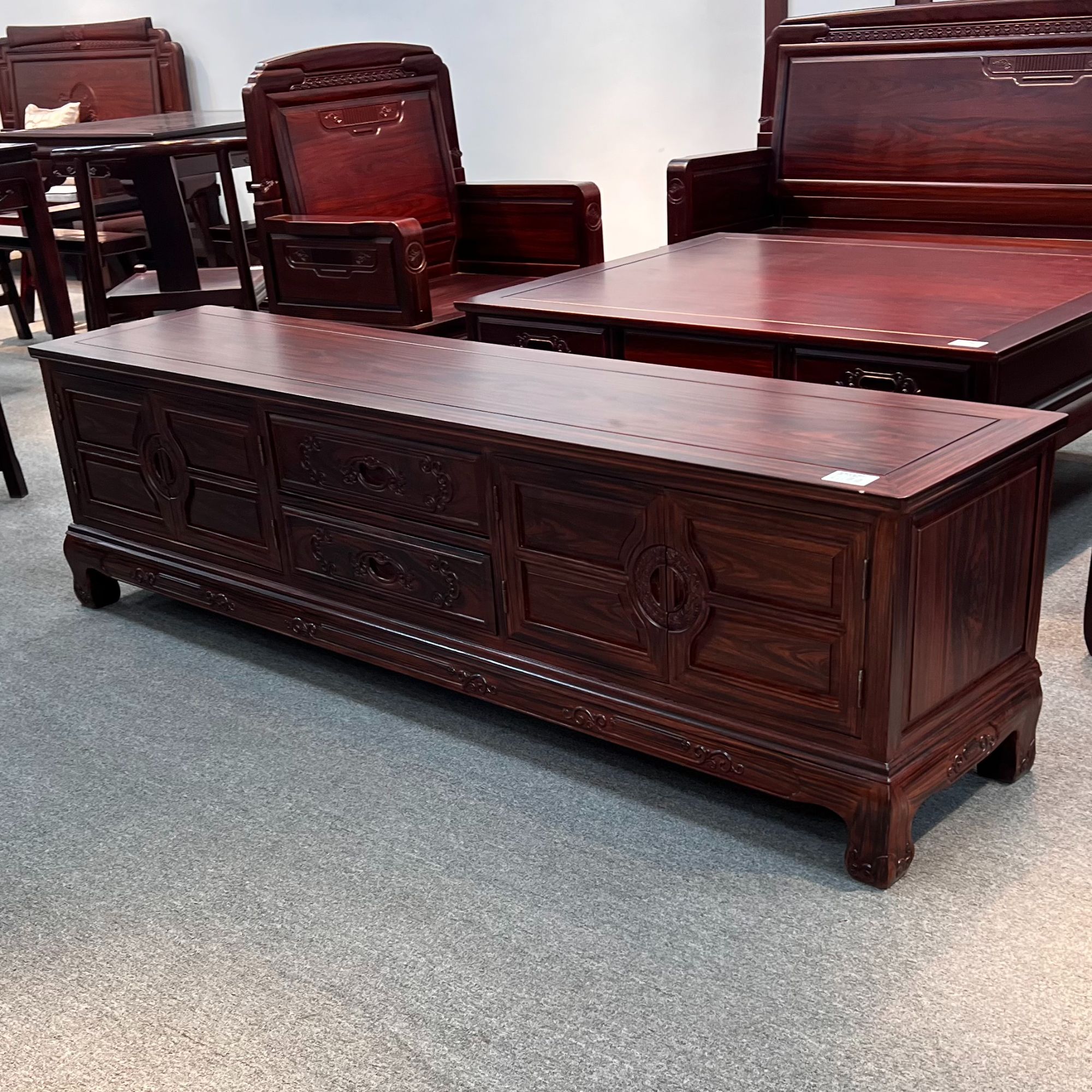 大叶酸枝新团圆电视柜电视墙柜收纳柜多款尺寸