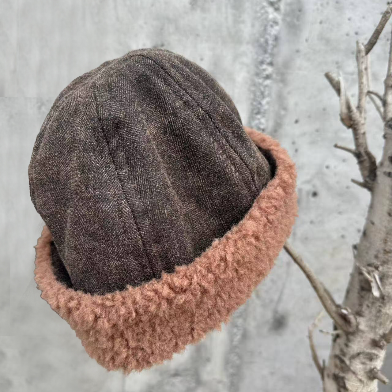 無界原创羊羔毛复古文艺冬季保暖帽子