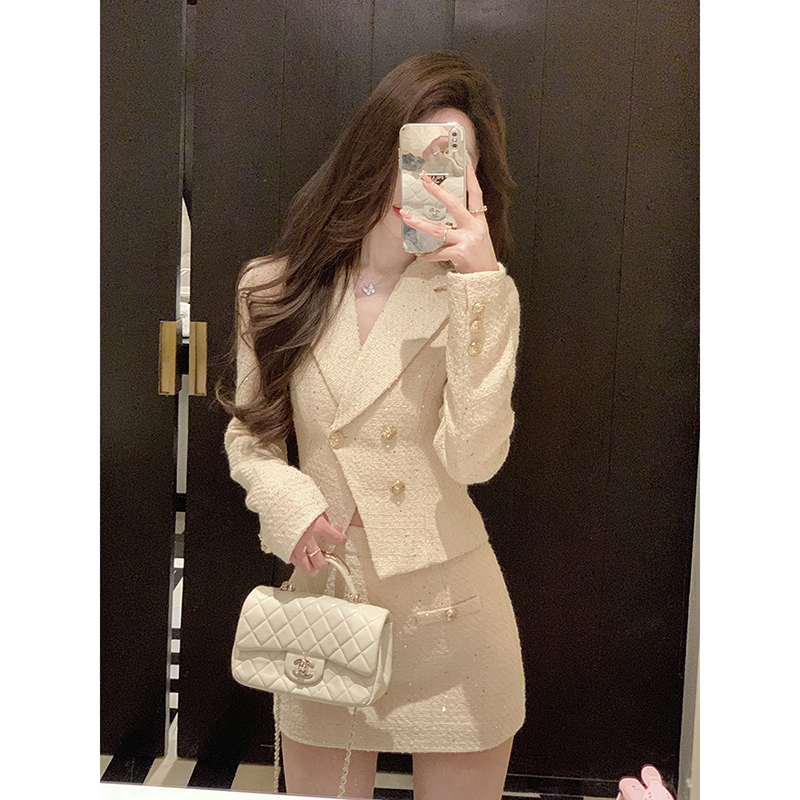 法式名媛气质千金套装裙女2025秋季新款小香风短外套半身裙两件套