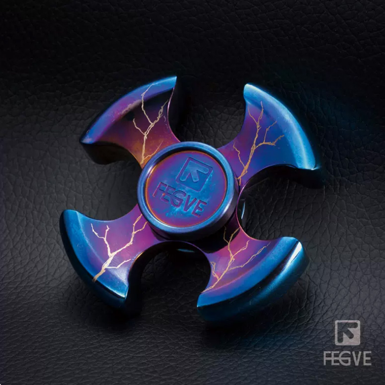 FEGVE陨石纹四叶钛合金烤蓝指尖螺旋减压解压成人玩具EDC