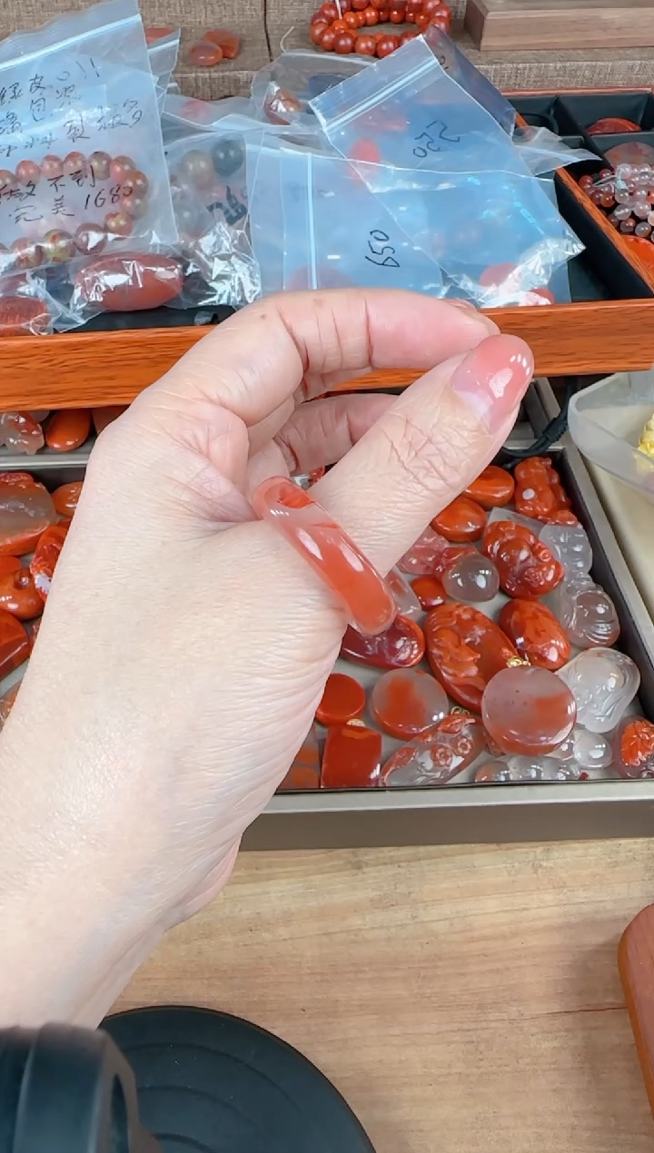 【闪购商品】南红玛瑙戒圈未镶嵌原矿无优化南红戒圈内径21+