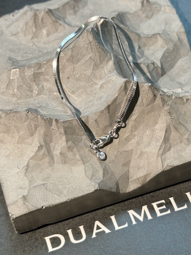 925银手链 极简风1.5MM四方蛇骨手链15/16/17CM