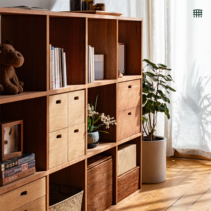 格子架书柜配件可追加可搭配满墙书架极简实木格子柜