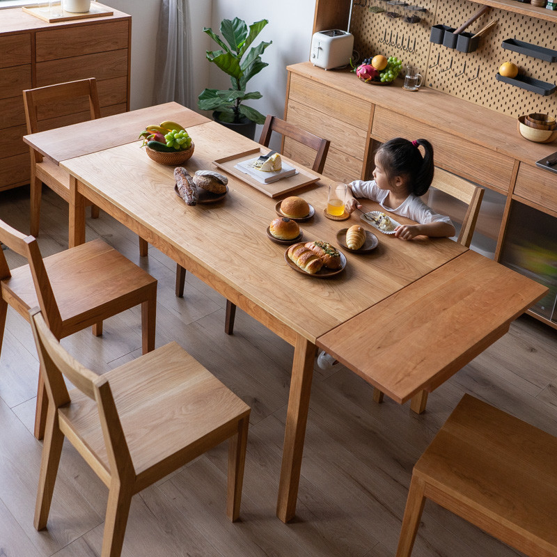 【伸缩餐桌】无即所有日式伸缩实木餐桌家用小户型简约隐形折叠桌椅