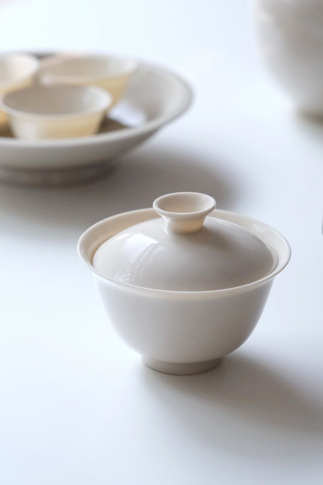 不烫手·米黄色盖碗·120cc·景德镇