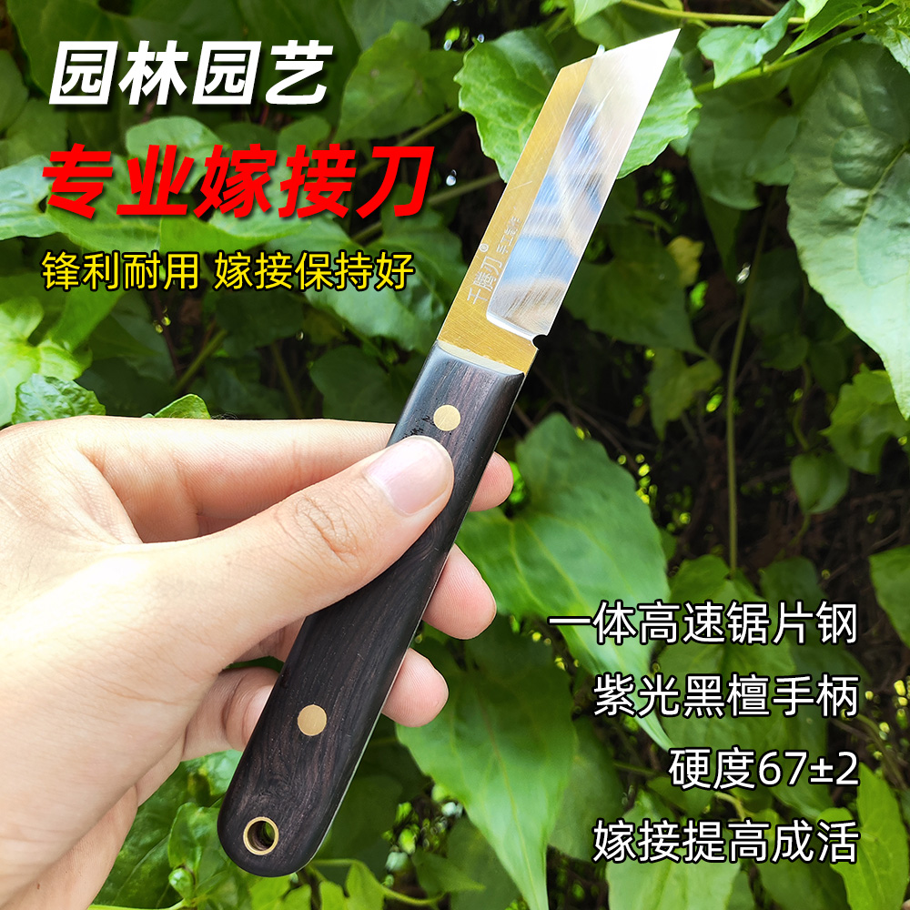新款高速钢嫁接刀m42高硬度芽接刀果树嫁接工具檀木直刀户外小刀
