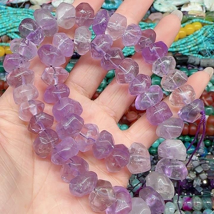 玛瑙/玉髓珠宝半成品合金紫水晶不定约12mm一条