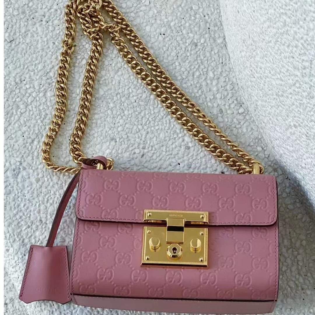 99新 GUCCI/古驰 粉色 压纹 月光宝盒