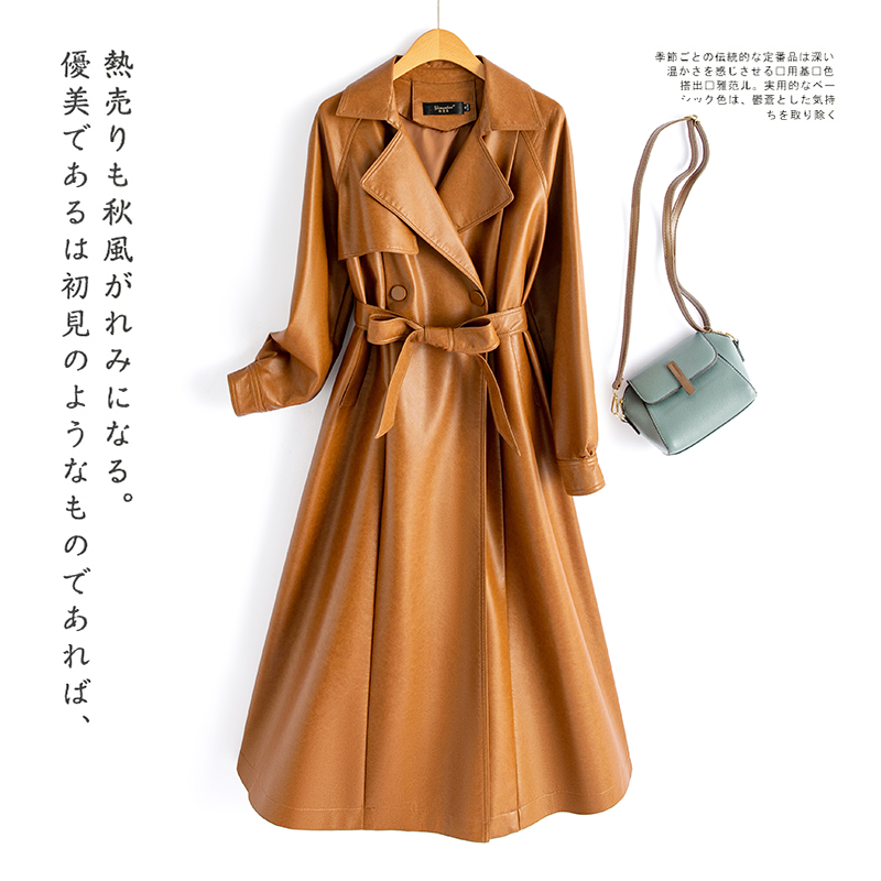 【百年】海宁真皮皮衣女长款秋新款大码气质皮夹克韩版显瘦外套866