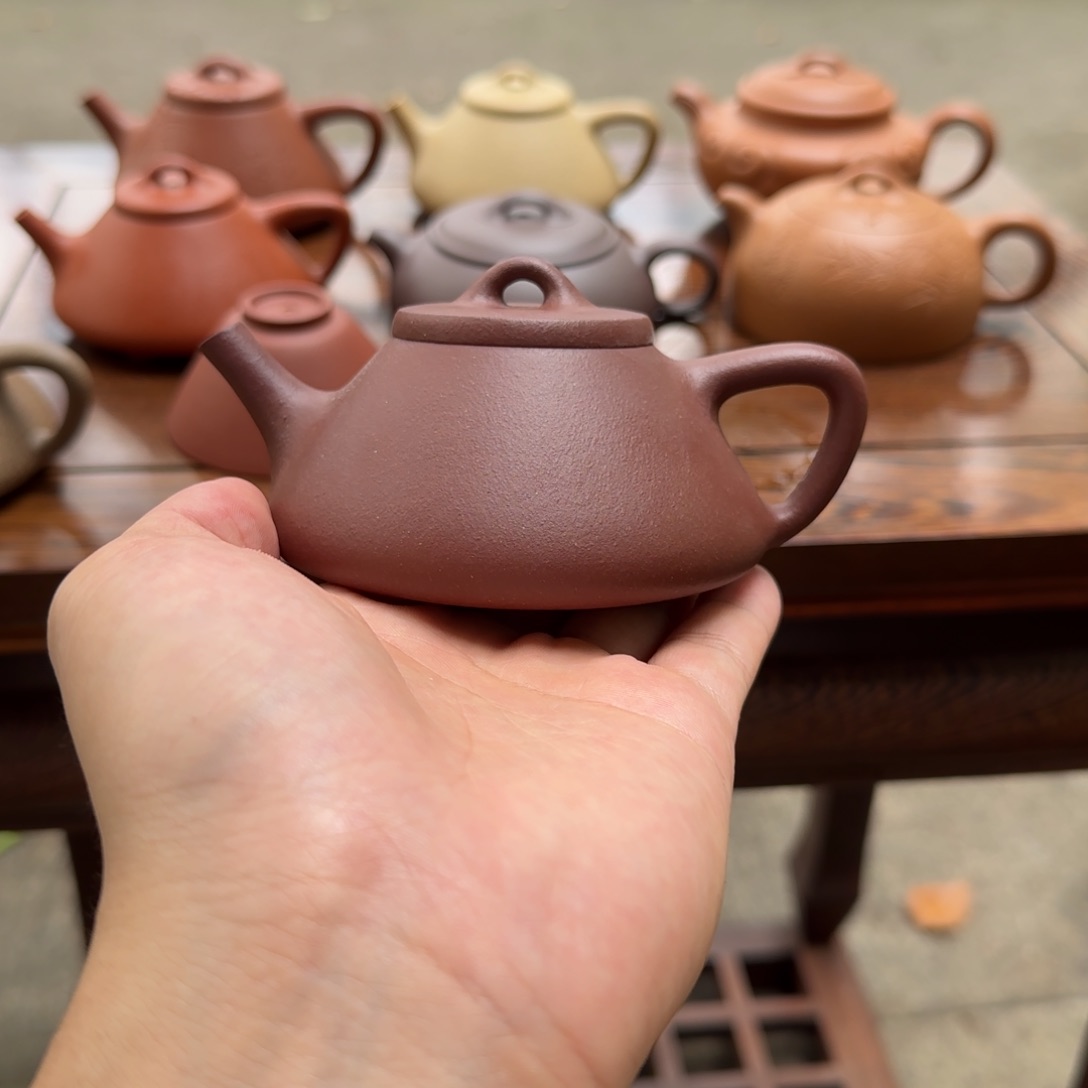 紫砂茶壶羊角山紫泥子冶