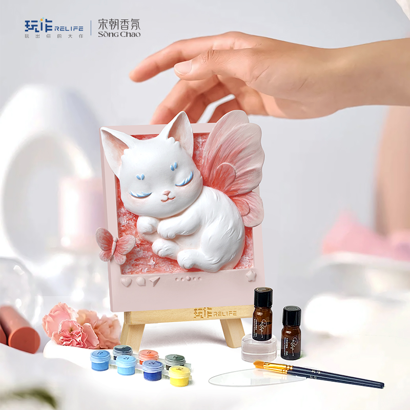 玩作diy手工浮雕装饰画油彩小尺寸立体手彩绘画香薰冰箱贴小摆件