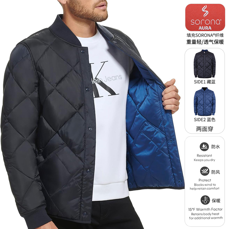 Calvin Klein/卡尔文·克雷恩CK男士秋冬新款棉服两面穿防风外套