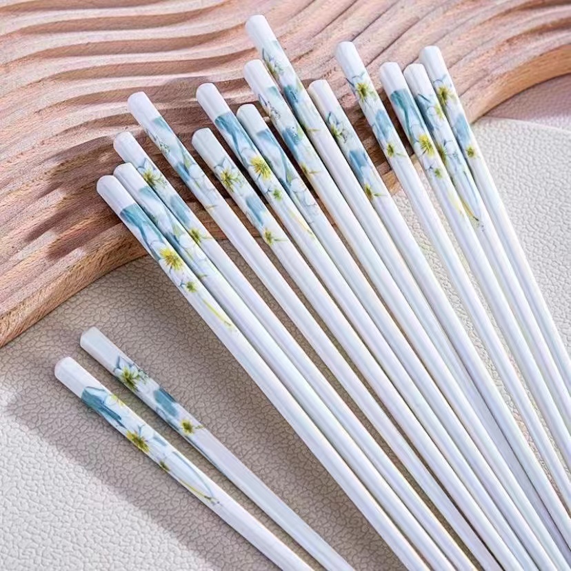 【粉丝福利】水仙花陶瓷筷子10双防滑防霉高档中式家用一人一筷贰