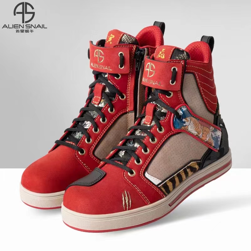 外星蜗牛虎兔三合新春限定摩托车通勤骑行鞋四季耐磨舒适防滑红色