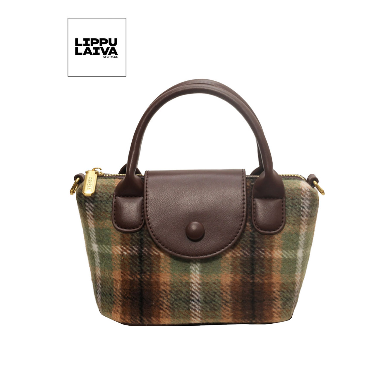 2024新韩系小众时尚拼色龙骧包百搭休闲单肩斜挎包(Q-60)绿格子