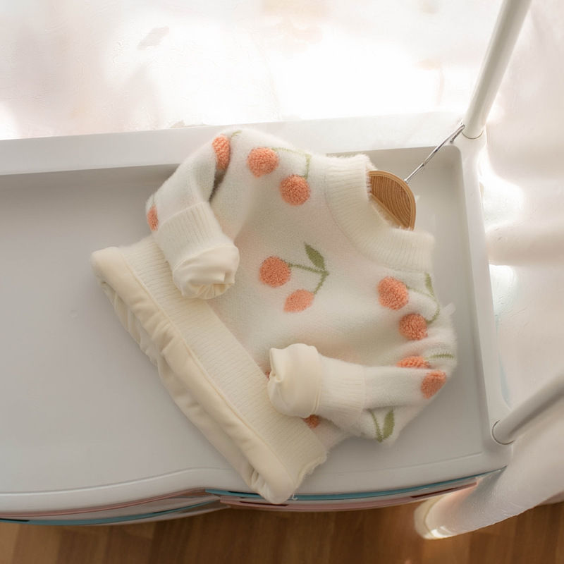 女童毛衣加绒加厚水貂绒冬装打底衫宝宝洋气保暖上衣中小