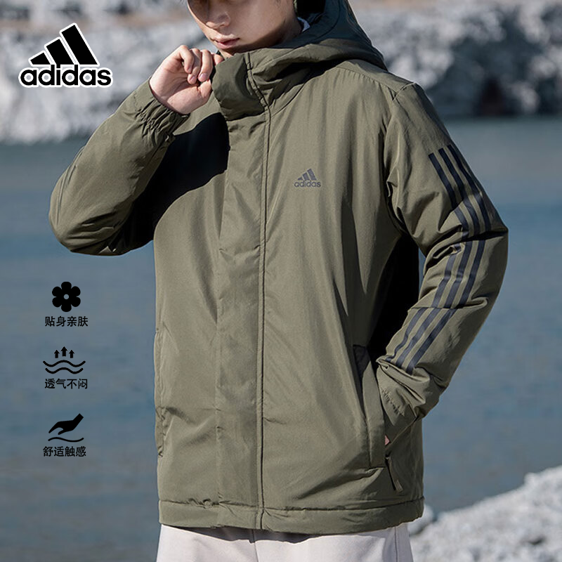 adidas/阿迪达斯美式复古加厚棉服男装新款户外保暖运动棉服外套 