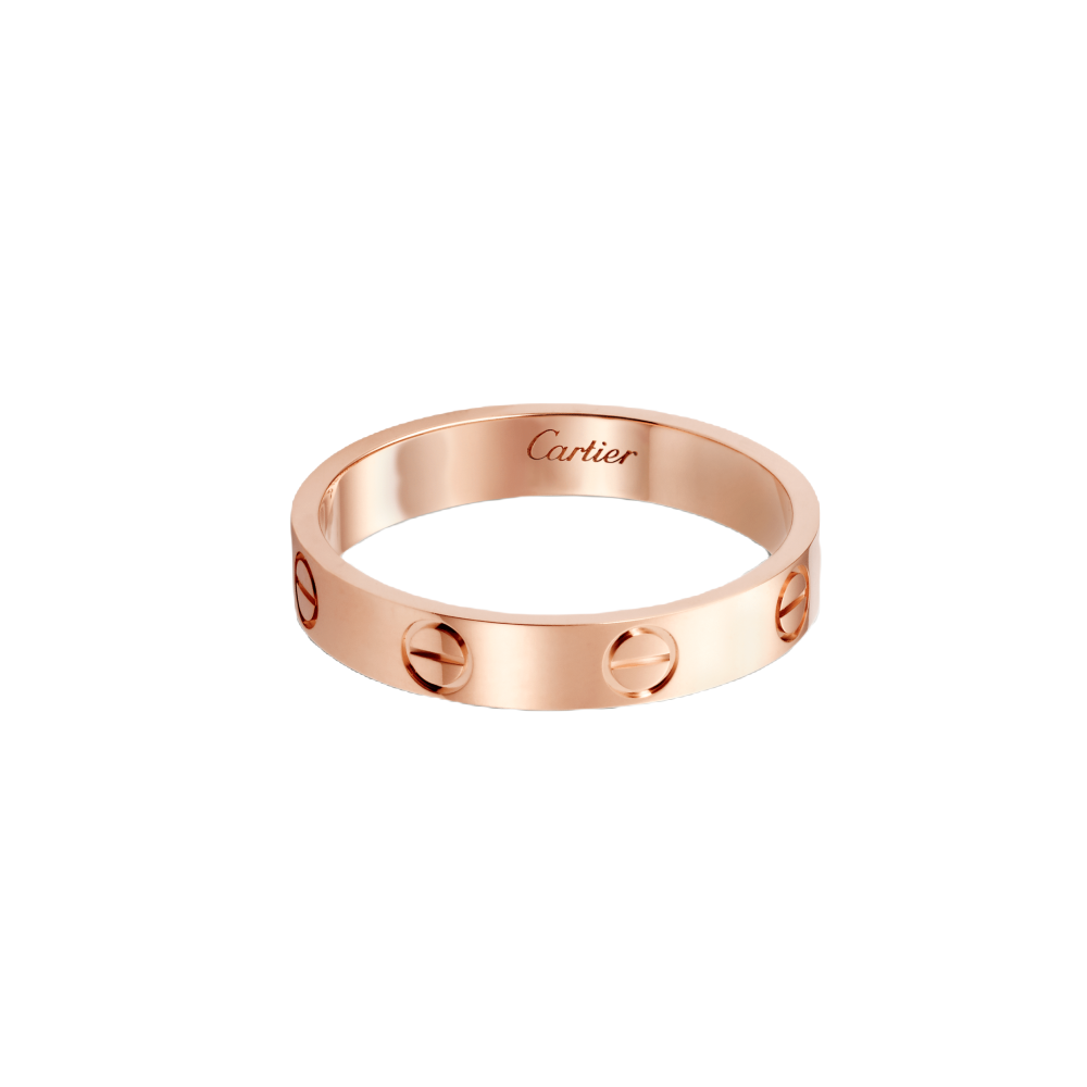 99新 Cartier/卡地亚 18k玫瑰金 love窄版无钻戒指+宽版无钻戒指
