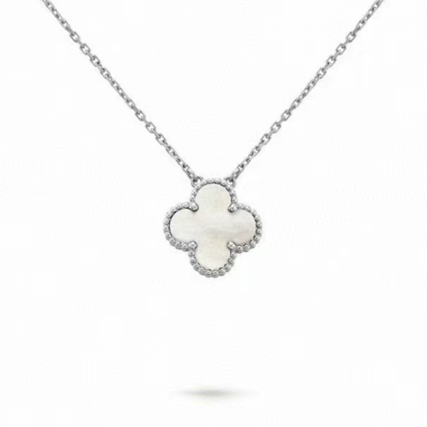 99新 梵克雅宝  18k白金白贝母四叶草中号项链