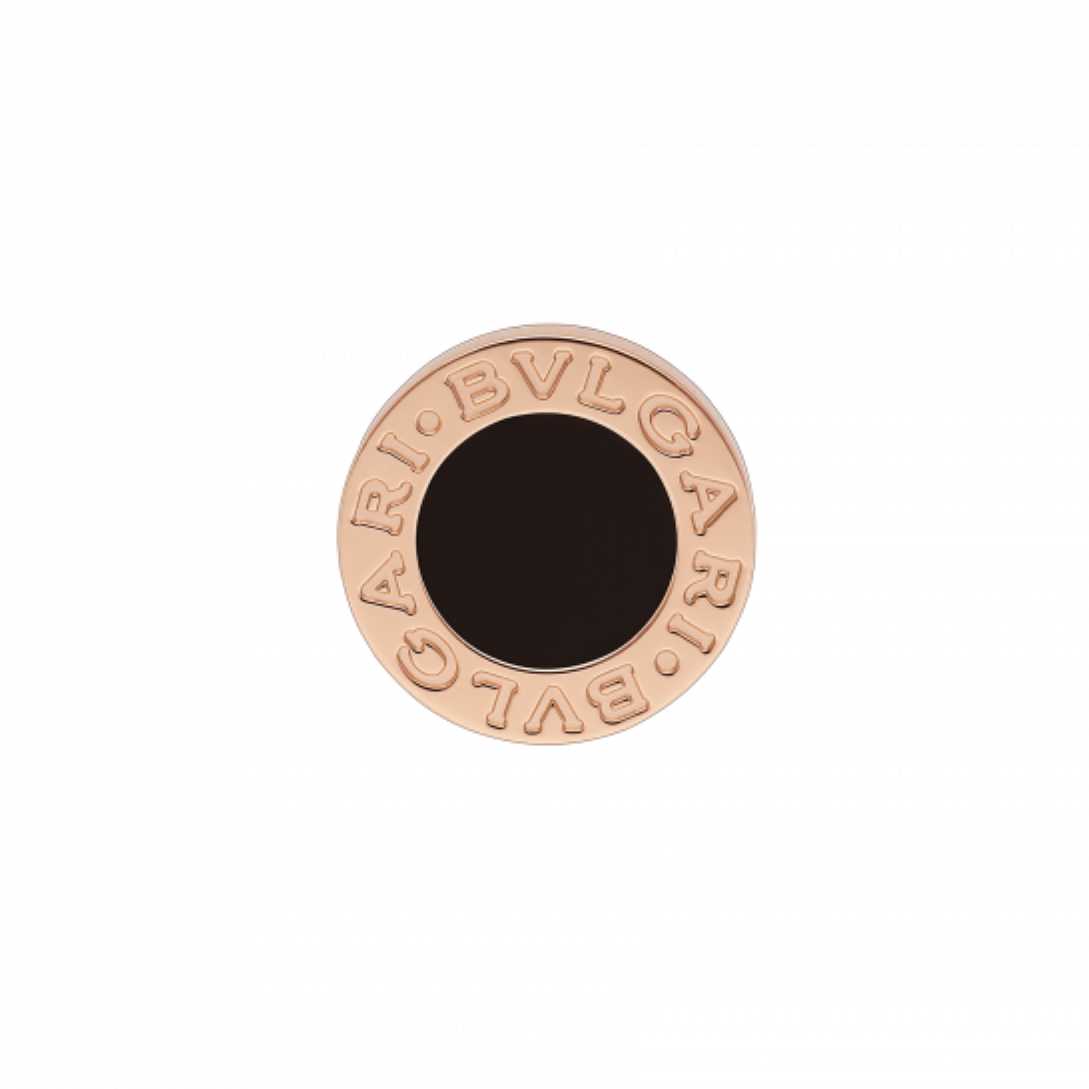 99新 BVLGARI/宝格丽 18k玫瑰金黑玛瑙小圆饼耳钉