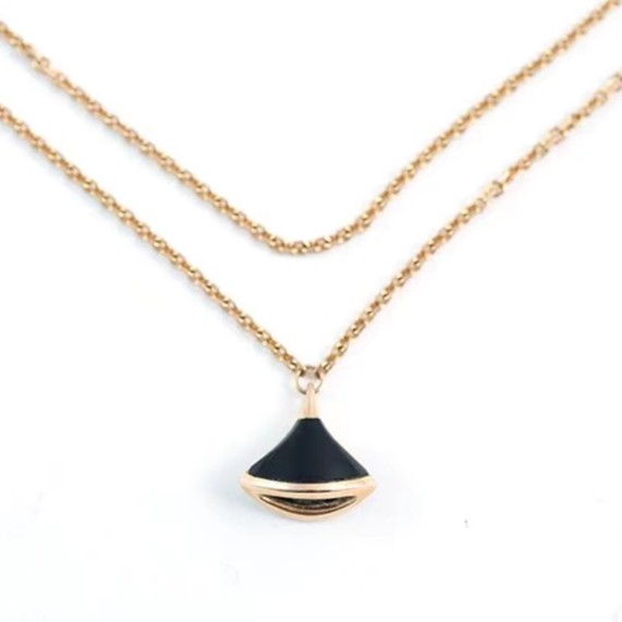 99新 BVLGARI/宝格丽 18k玫瑰金黑玛瑙扇子手链SM码