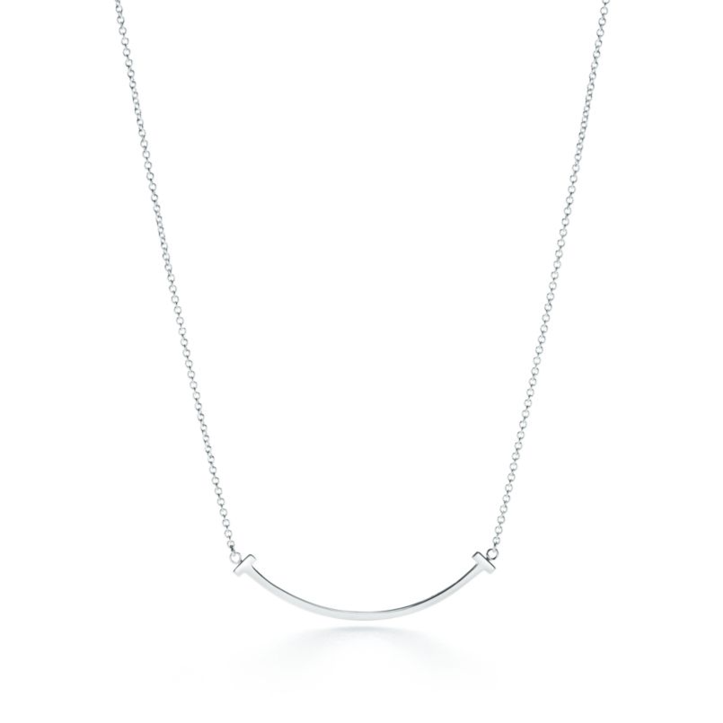 99新 Tiffany & Co./蒂芙尼 18K白金 微笑项链 小号